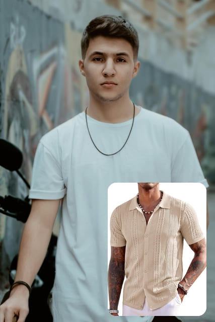 After digital streetwear overlay, trendy outfit fitted perfectly